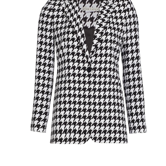 NWT Alice + Olivia Breann checkered black white houndstooth blazer jacket size 2 - Picture 8 of 15